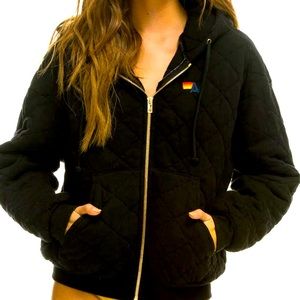 Aviator Nation Black Quilted Zip Up